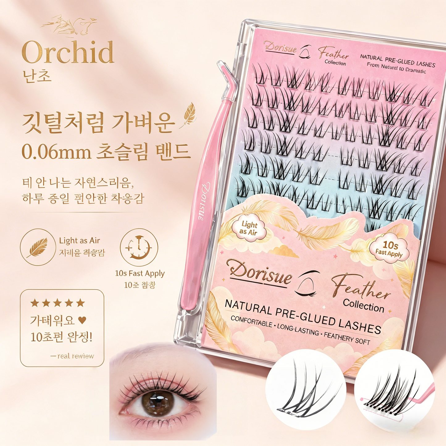 Dorisue Pre-Glued Y-Shape Lash Clusters – Wide Wispy Self Adhesive Individual Eyelashes No Glue Needed, Feathery Volume Manga Lash Kit with Tweezers & Backup Glue, 100Pcs Reusable (Lana)