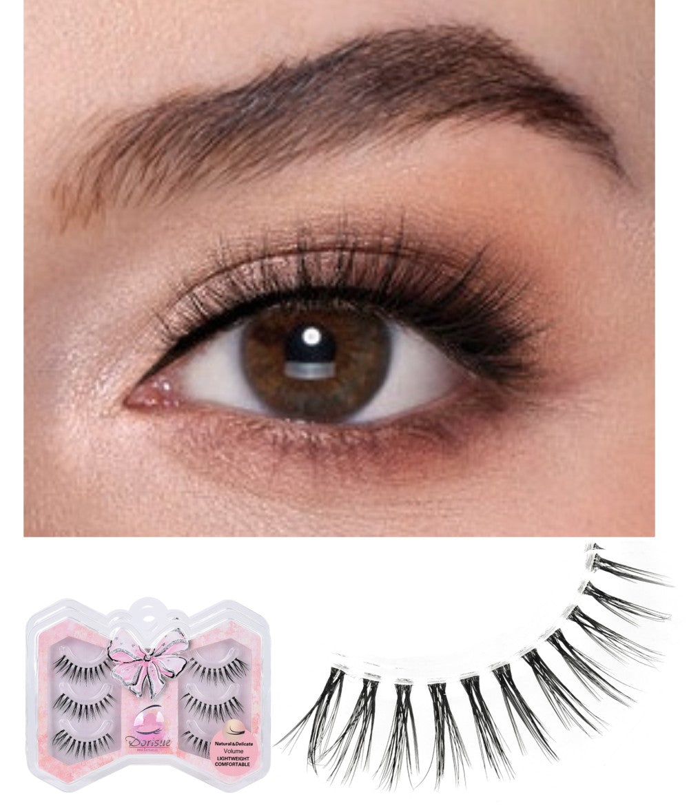 Manga lashes Almond eyelashes style natural design false eyelashes flare 3 pairs short eyelashes