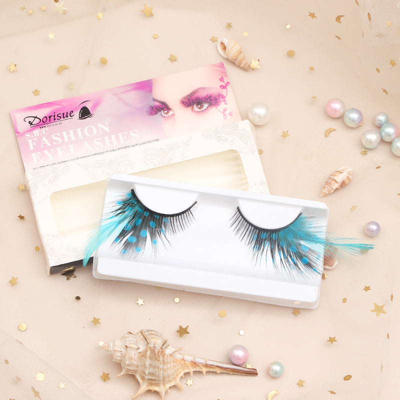 P12 Sexy Blue Point Peacock Prints Volume Feather eyelashes Extra extension false eye Makeup