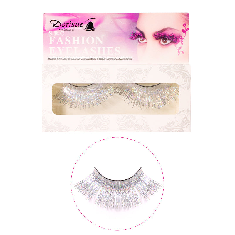 Feather Eyelashes Silver — Metallic Petal Fan False Lashes for NYE Events, Stage Performance, Gala, Cosplay, Editorial Photography, Theatrical, Reusable (Silver)