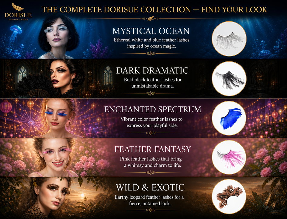 Dorisue Feather Eyelashes White Spike —White Feather Eyelashes | Classic Stage Ballet Performance Fluffy Lash for Snow Queen Cosplay, Anime Characters, Ice Themed Events, Theatrical, Reusable (White/Ivory) P17