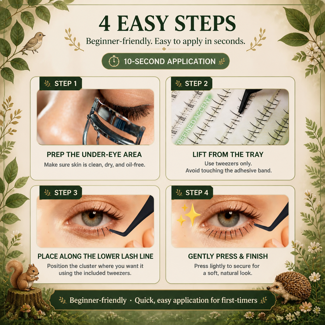 DORISUE Pre-Glued Fox Eye Lash Clusters & Bottom Lashes – –3 Style Natural Wispy No Glue Needed, 120 Pcs Wispy Lower Lash Kit for Almond Eyes, with Tweezers & Backup Glue, Reusable