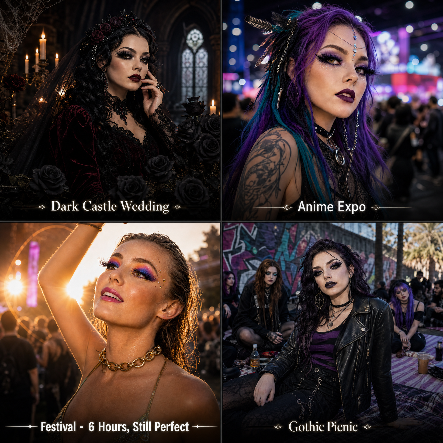 Dorisue Feather Eyelashes Black Gothic Cat Eye Lashes — Goth Lashes Dark Petal Design False Lashes for Dark Themed Weddings, Cosplay, Firework Show, Festivals, Costume Events, Reusable (Black)
