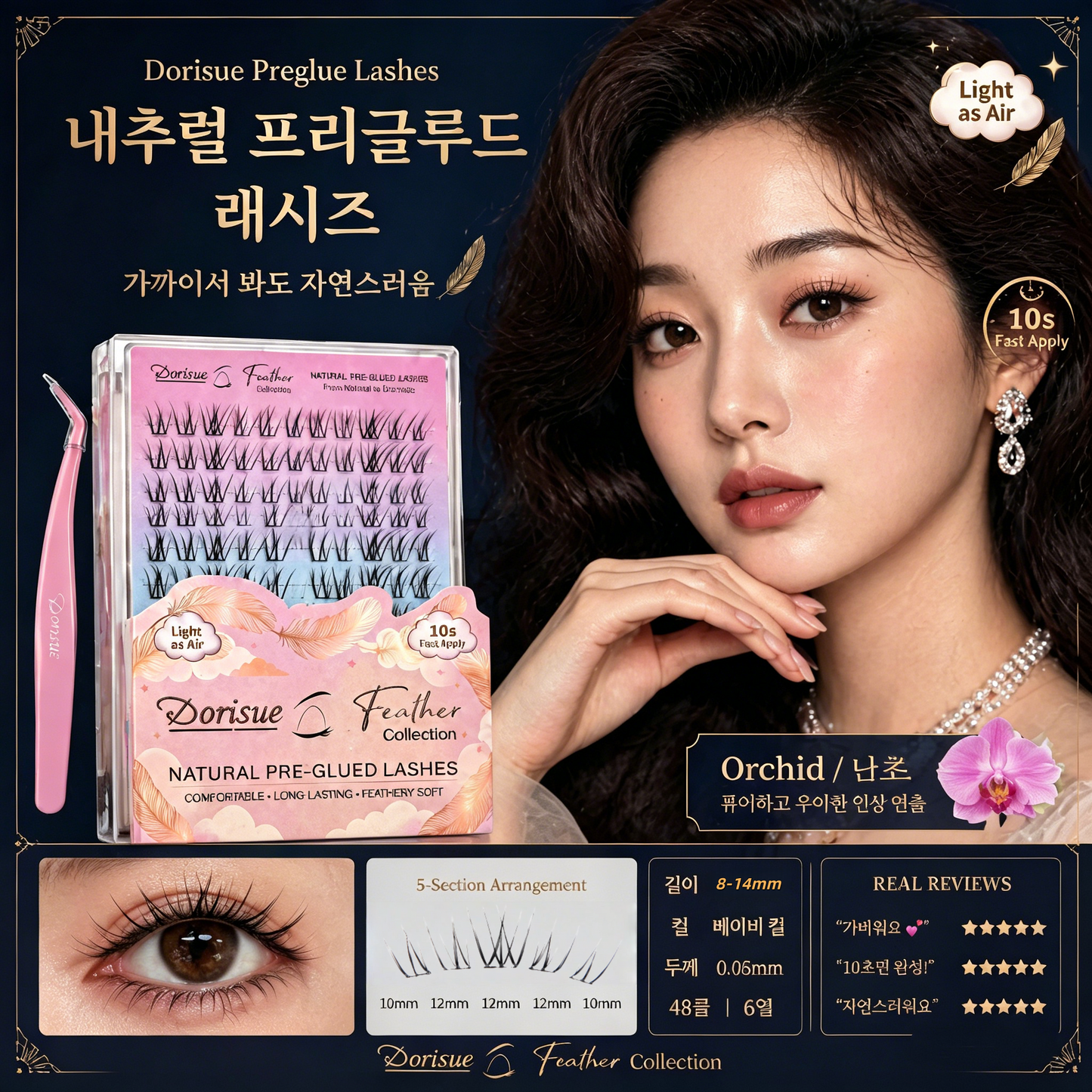 Dorisue Pre-Glued Y-Shape Lash Clusters – Wide Wispy Self Adhesive Individual Eyelashes No Glue Needed, Feathery Volume Manga Lash Kit with Tweezers & Backup Glue, 100Pcs Reusable (Lana)
