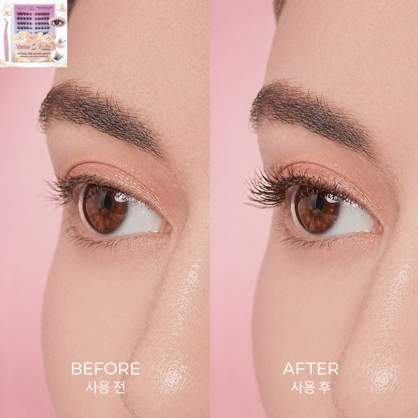 Dorisue Pre-Glued Cat Eye Lash Clusters – 5 Lengths 8–16mm Self Adhesive Individual Eyelashes No Glue Needed, Graduated Volume Professional Kit with Tweezers & Backup Glue, 100Pcs Reusable
