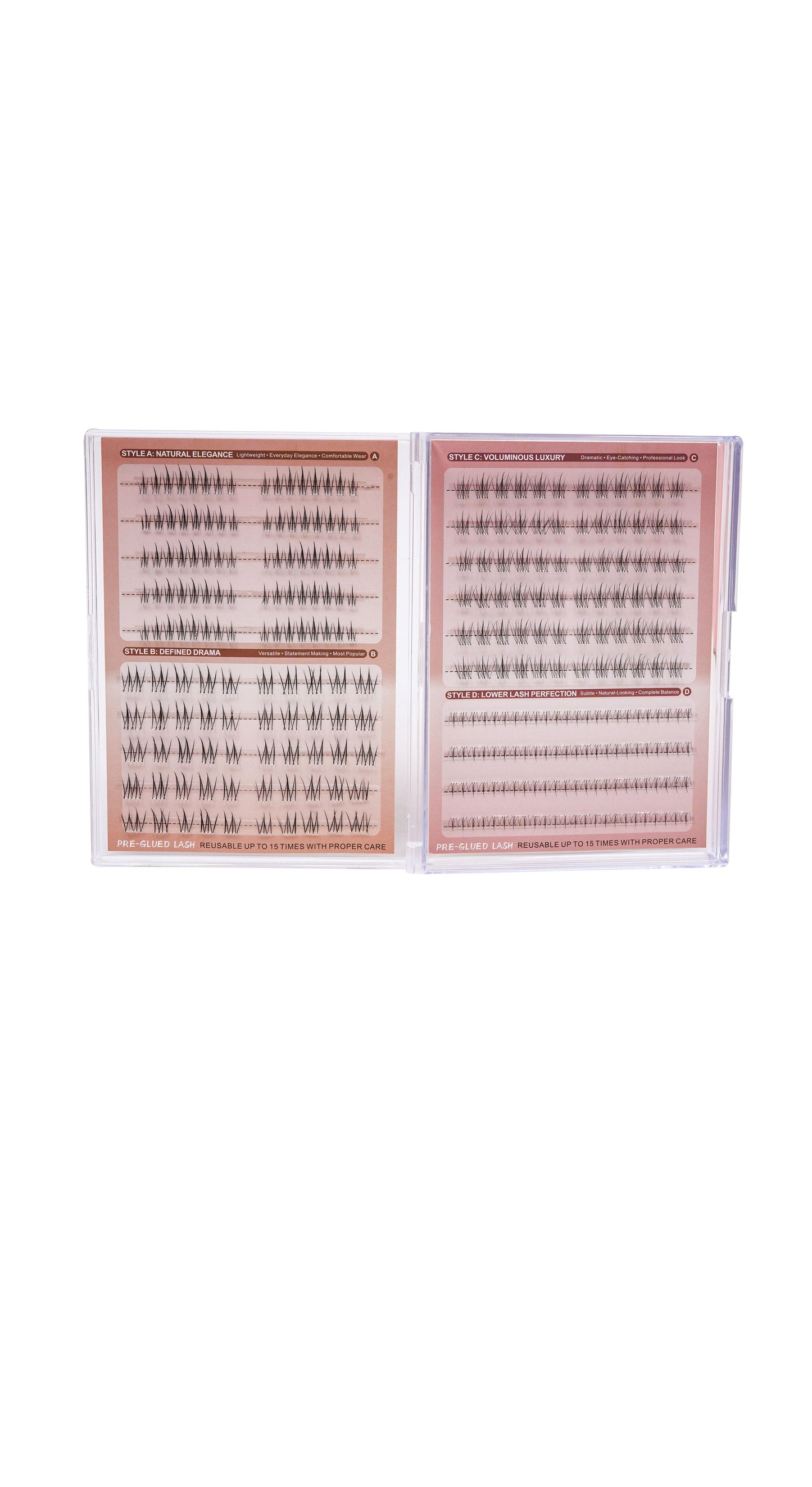 Dorisue BROWN Lash Clusters for Blonde Hair Pre-Glued Lash Clusters Kit – 200Pcs 3 Upper & 1 Lower Style No Glue Needed Self Adhesive Individual Eyelashes, Natural Volume C & D Curl with Tweezers & Backup Glue, Reusable (Old Money)