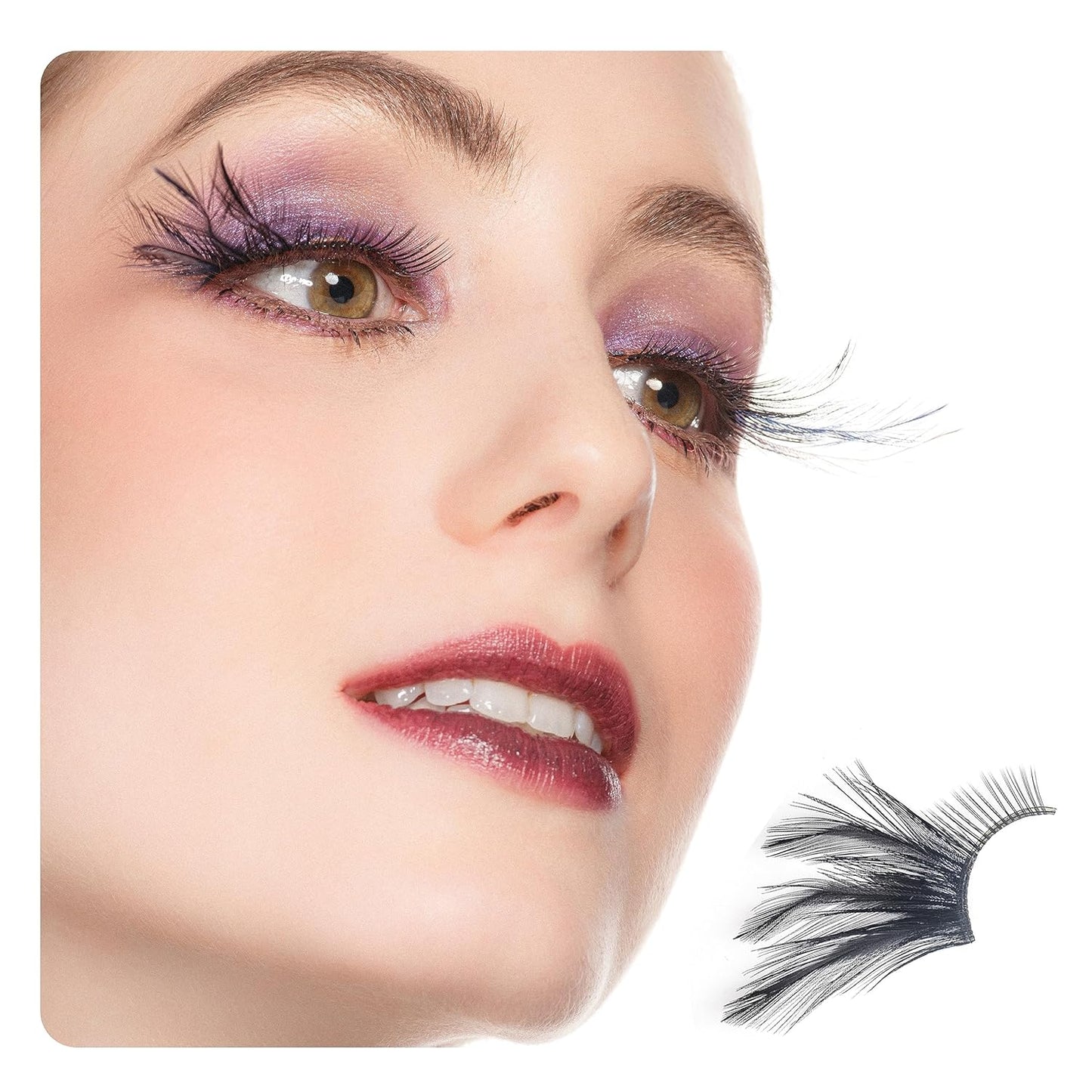 Dorisue Feather Eyelashes Black Gothic Cat Eye Lashes — Goth Lashes Dark Petal Design False Lashes for Dark Themed Weddings, Cosplay, Firework Show, Festivals, Costume Events, Reusable (Black)
