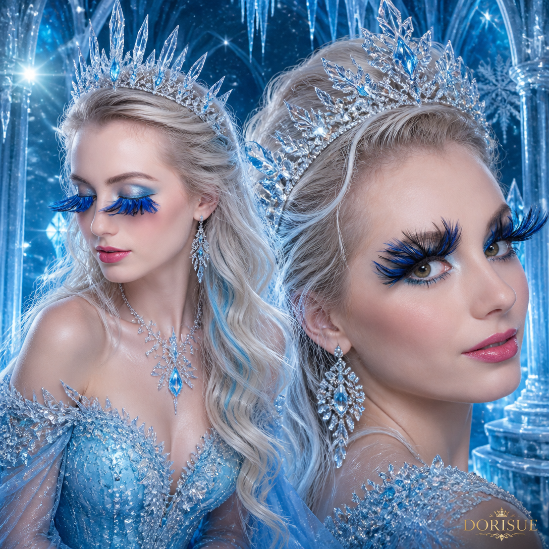 Dorisue Dorisue Feather Eyelashes Blue Spike — Dark Rave EDM False Lashes for Festival, Ocean Cosplay, Alternative Fashion, Theatrical Events, Reusable (Blue/Black) P23