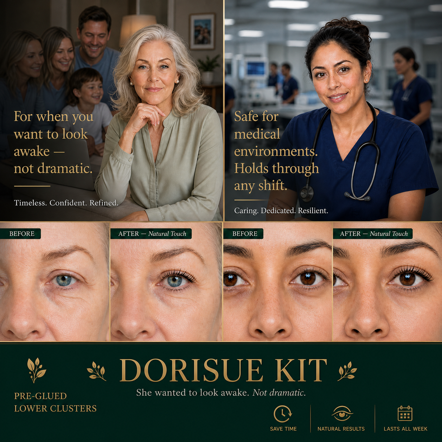 Dorisue Pre-Glued Lower Lash Clusters – 3 Style Self Adhesive Bottom Eyelashes No Glue Needed, Natural to Dramatic Under-Eye Enhancement Kit with Tweezers & Backup Glue, 152Pcs Reusable