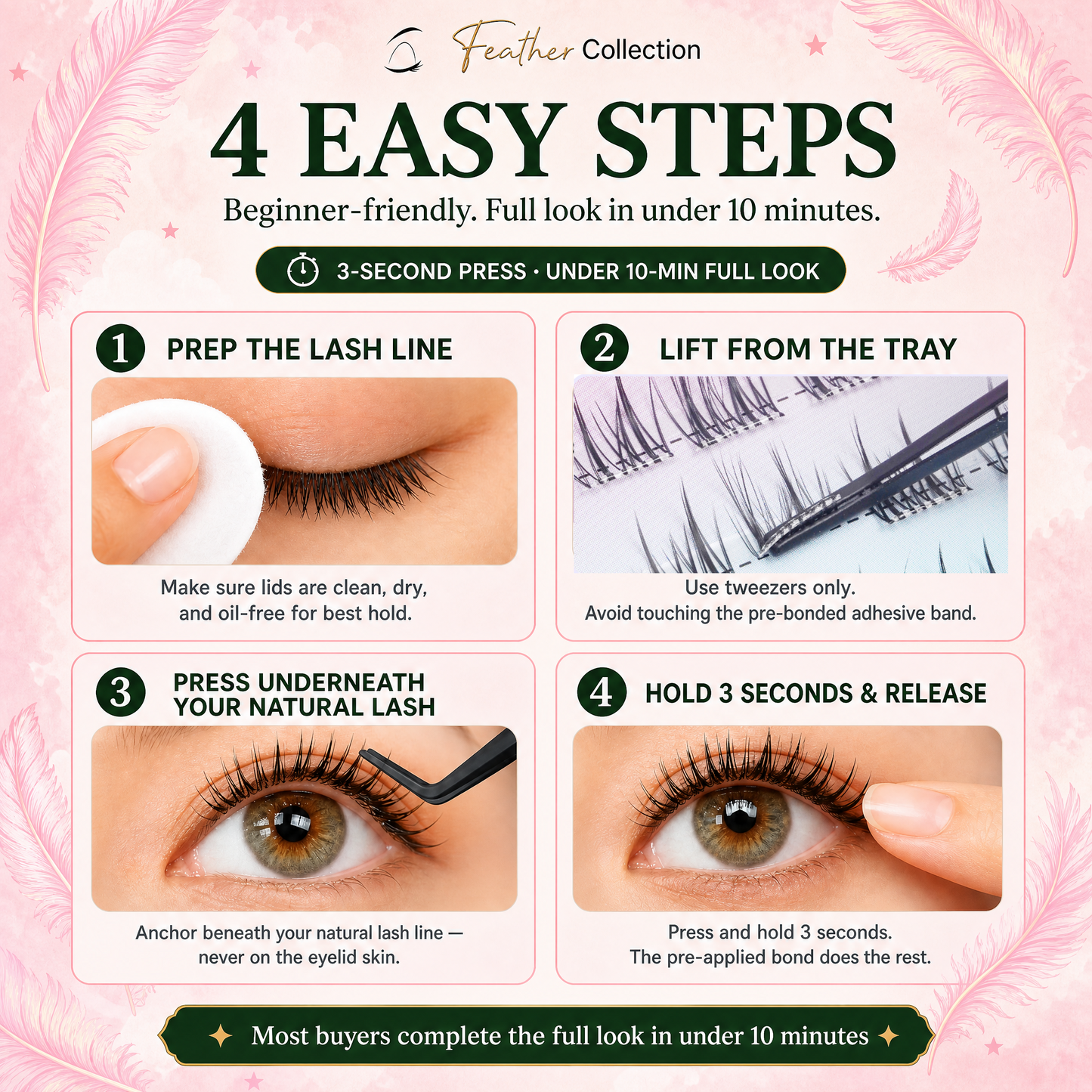 Dorisue Pre-Glued Lash Clusters – Self Adhesive Double-Point Wispy Individual Eyelashes No Glue Needed, Cat Eye Volume Kit with Tweezers & Backup Glue, 90Pcs Reusable (Sunflower)