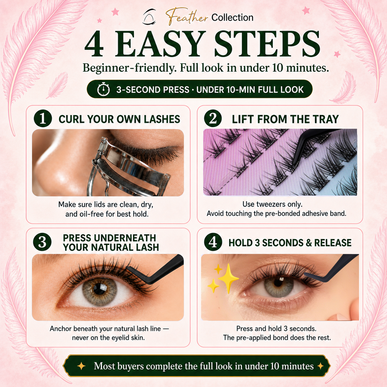Dorisue Pre-Glued Cat Eye Lash Clusters – 5 Lengths 8–16mm Self Adhesive Individual Eyelashes No Glue Needed, Graduated Volume Professional Kit with Tweezers & Backup Glue, 100Pcs Reusable