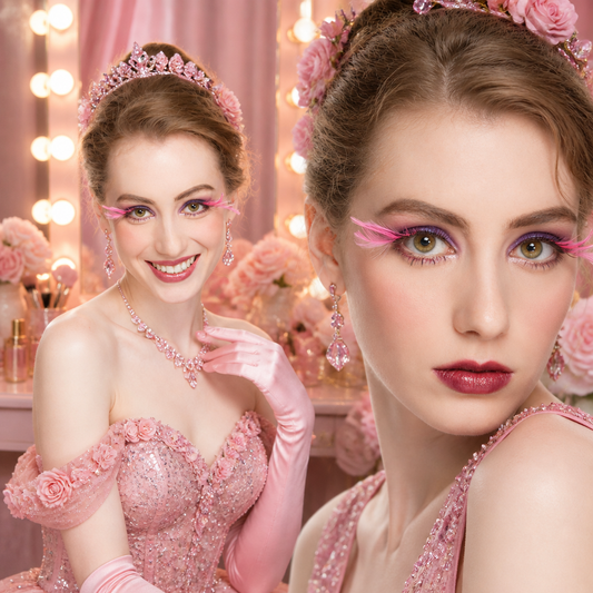 Dorisue Halloween Eyelashes Light Pink for eyelash extensions Goth Princess Pink Lash Kit Cosplay barbie doll Feather Lashes
