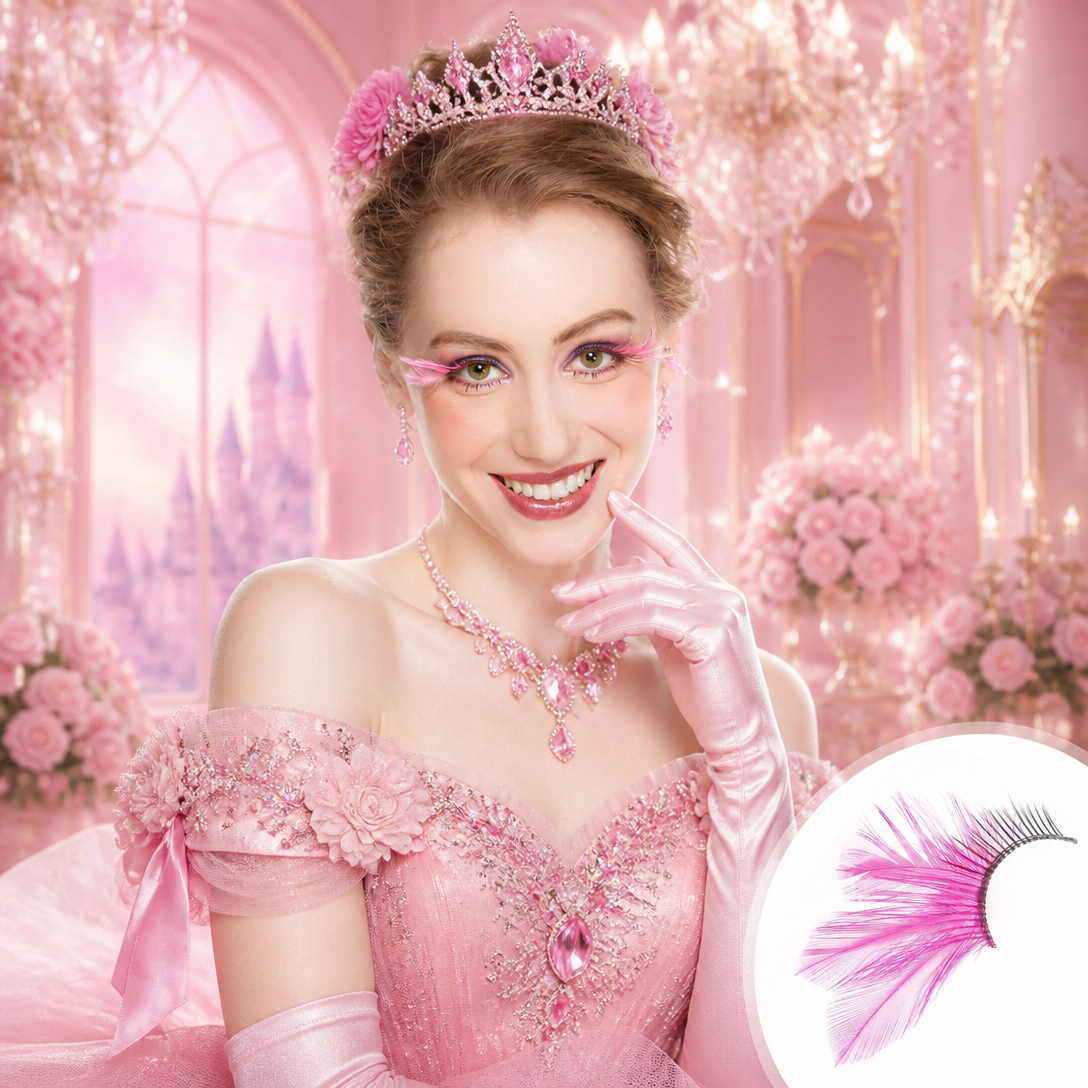 Dorisue Halloween Eyelashes Light Pink for eyelash extensions Goth Princess Pink Lash Kit Cosplay barbie doll Feather Lashes