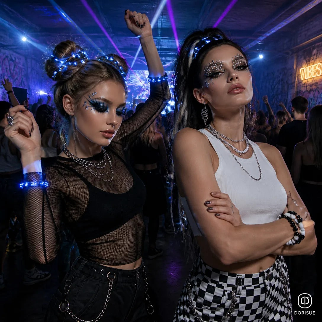 Dorisue Black White Dot Feather Eyelashes — Editorial High Fashion False Lashes for Ocean Theme, Alt Runway, Art Events