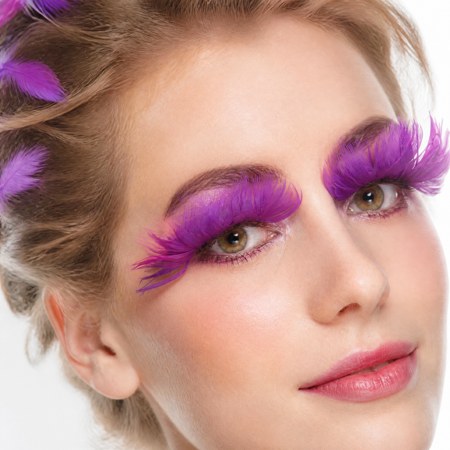 Feather Eyelashes Purple — Magical Dark Petal Fan False Lashes for Gothic Lolita Cosplay, Dark Fantasy Events, Magical Girl, Alternative Fashion, Theatrical, Reusable (Purple)