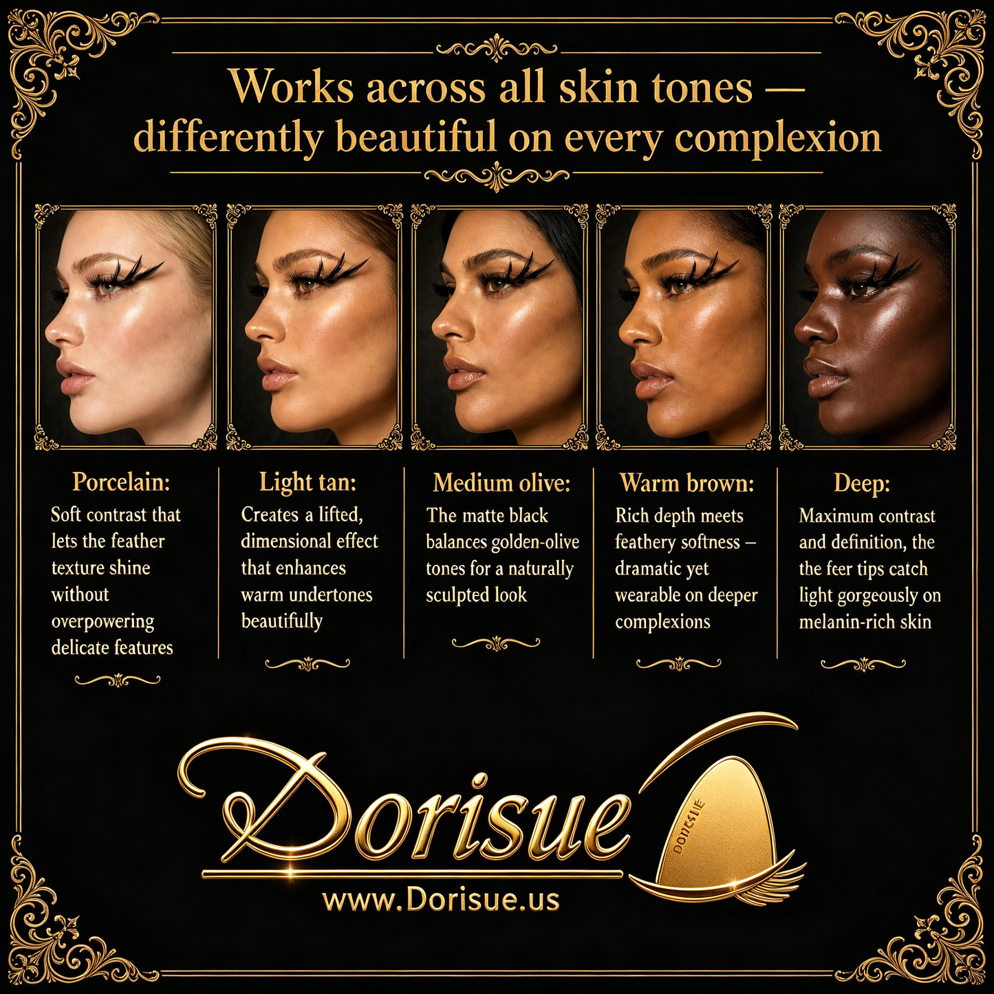 Dorisue Midnight Lace Feather Eyelashes — Geometric Dark Web Design False Lashes for Gothic Events, Cosplay, Theatrical Performance, Alternative Fashion, Reusable (Black)