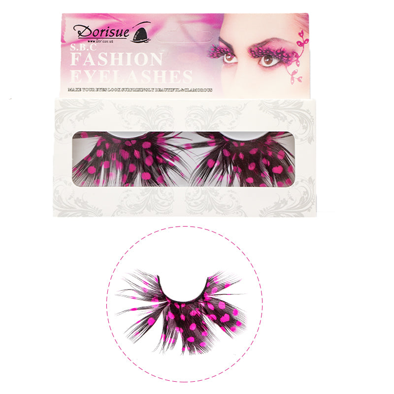 Dorisue Feather Eyelashes Pink Eyelashes With Peacock Butterfly Long Halloween Eyelashes Hot Pink Feather Eyelashes Mink Eyelashes Dramatic Costume eyelashes for Vegas Show Extra Extension fake feather lashes P10