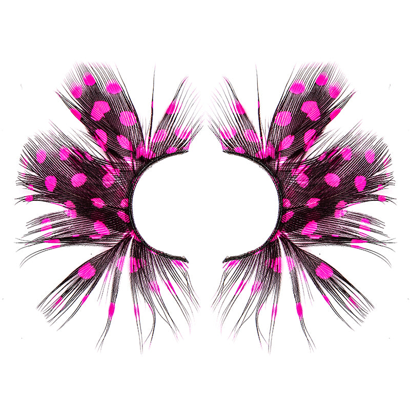 Dorisue Feather Eyelashes Pink Eyelashes With Peacock Butterfly Long Halloween Eyelashes Hot Pink Feather Eyelashes Mink Eyelashes Dramatic Costume eyelashes for Vegas Show Extra Extension fake feather lashes P10