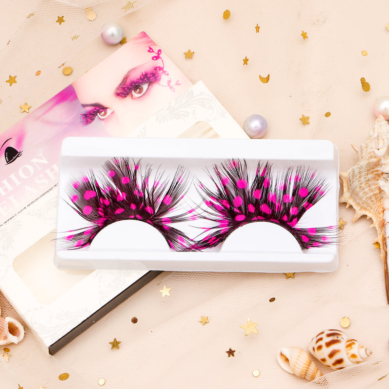 Dorisue Feather Eyelashes Pink Eyelashes With Peacock Butterfly Long Halloween Eyelashes Hot Pink Feather Eyelashes Mink Eyelashes Dramatic Costume eyelashes for Vegas Show Extra Extension fake feather lashes P10