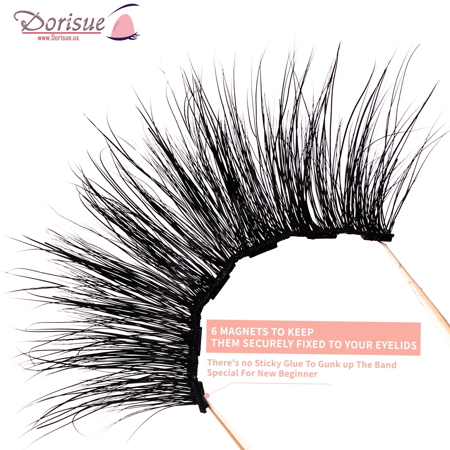 Dorisue Magnetic Eyelashes Lush Long & Round Sexy lashes 20mm 100% premium mink Reusable 40+ Flare shape Hight Quality magnetic lashes L2