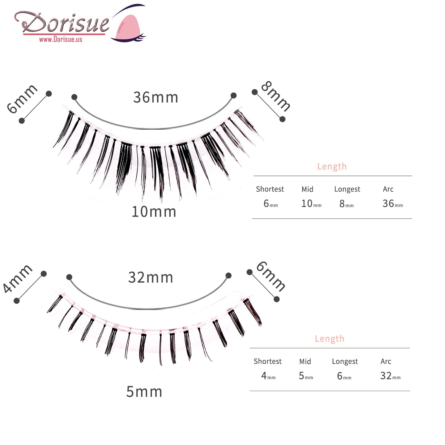 Dorisue Natural looking false eyelashes Top and bottom lashes Popular false lashes Daily Set (4 Pairs Set ) M3