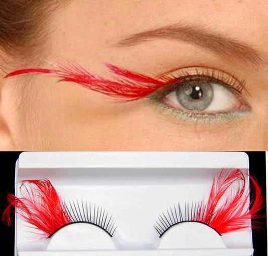 Dorisue Sexy Red feather lashes Red Flaire Halloween eyelashes Long Extra extension false eye Makeup Party Queen lover one pair P11