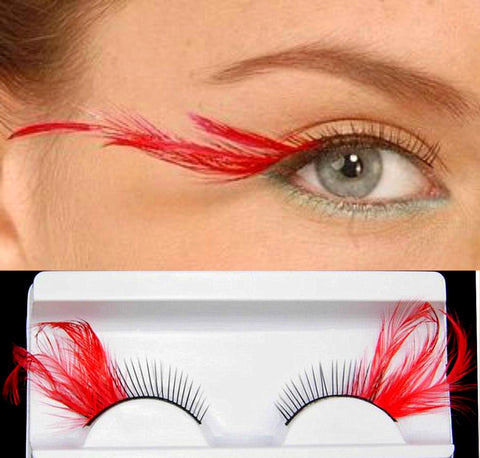 Dorisue Sexy Red feather lashes Red Flaire Halloween eyelashes Long Extra extension false eye Makeup Party Queen lover one pair P11