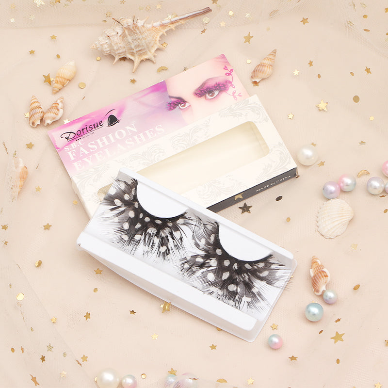 Dorisue Party Feather Eyelashes Fright Night Sexy leopard print Tiger Fake Eyelashes Party Cosplay Costume Feather False Eye Lashes dramatic design P5