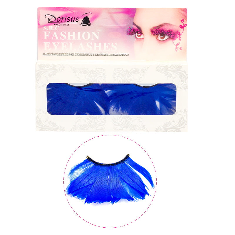 Dorisue Halloween Blue Eyelashes Long and Thick Exaggerated Feather eyelashes False Eyelashes Extension for Women Girls Cosplay Fancy Ball Halloween (Blue)