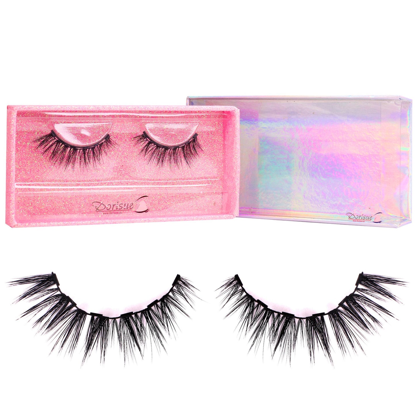 Dorisue Magnetic Wispy Eyelashes Cat Eye Mink Lashes with A Wide Awake Look Reusable 40+ Flare shape Hight Quality magnetic lashes