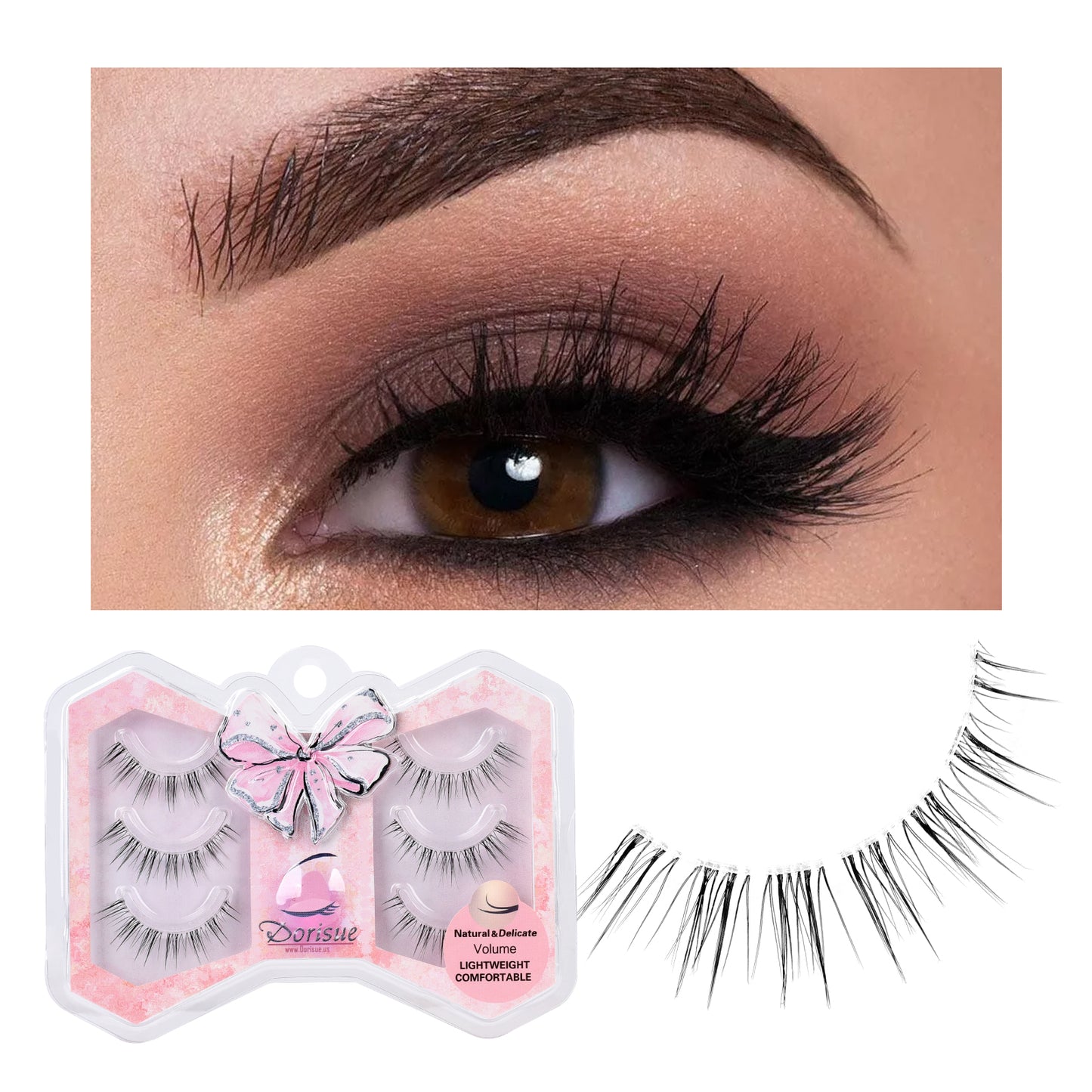 Ultra natural eyelashes soft wispy layers light gradual length and volume 3 pairs wispy lashes Q4