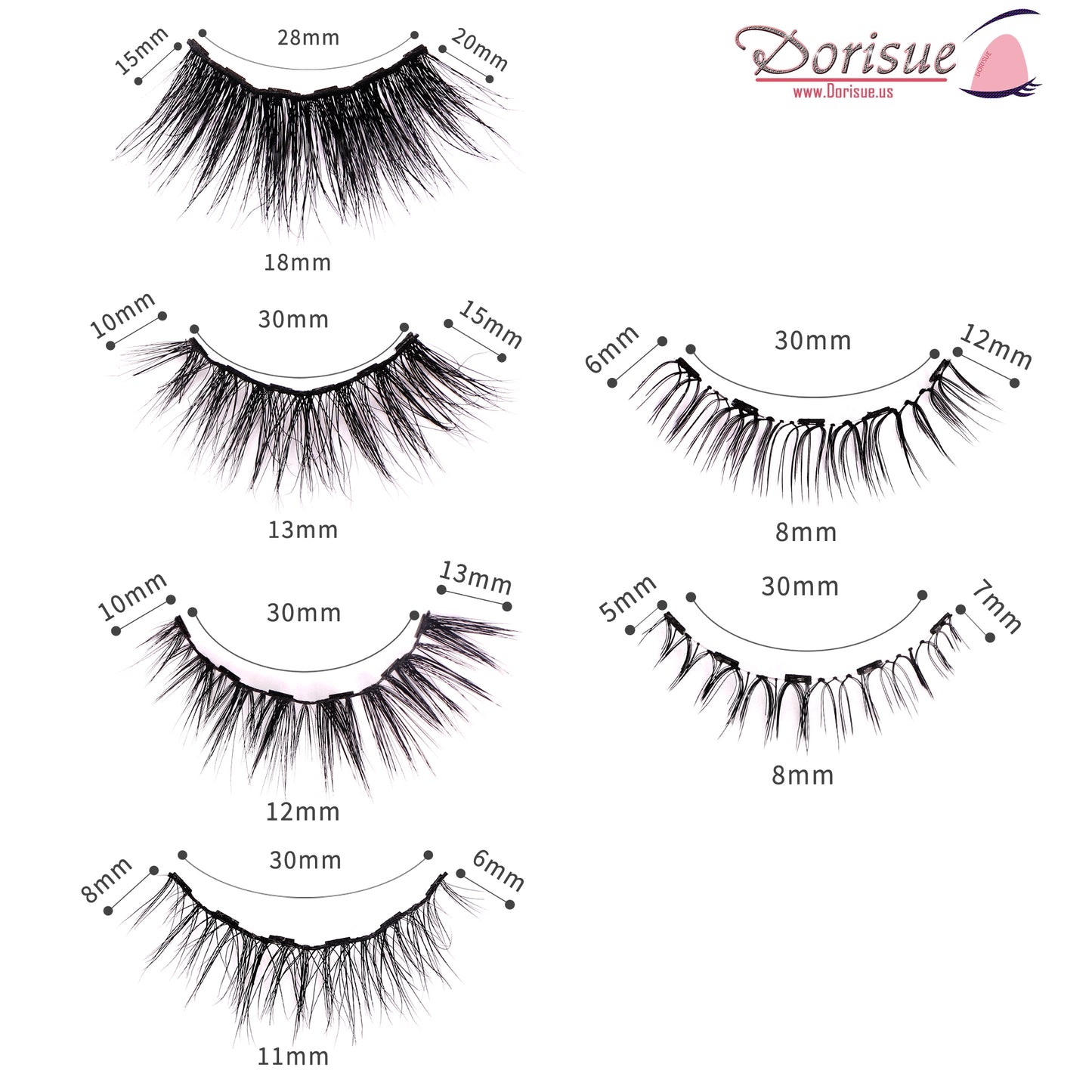 Dorisue Eyelashes Magnetic Short lashes 100% Premium Mink Reusable 40+ natural look Short round shape Hight Quality magnetic lashes L3