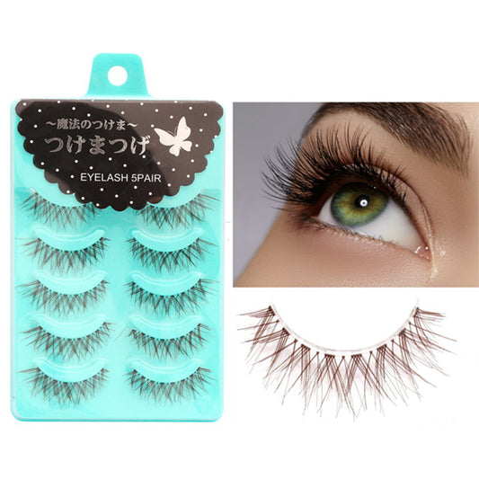 Dorisue Wispy eyelashes Brown lashes Natural looking false eyelashes Lightweight Reuseable 5 Pair Set X4