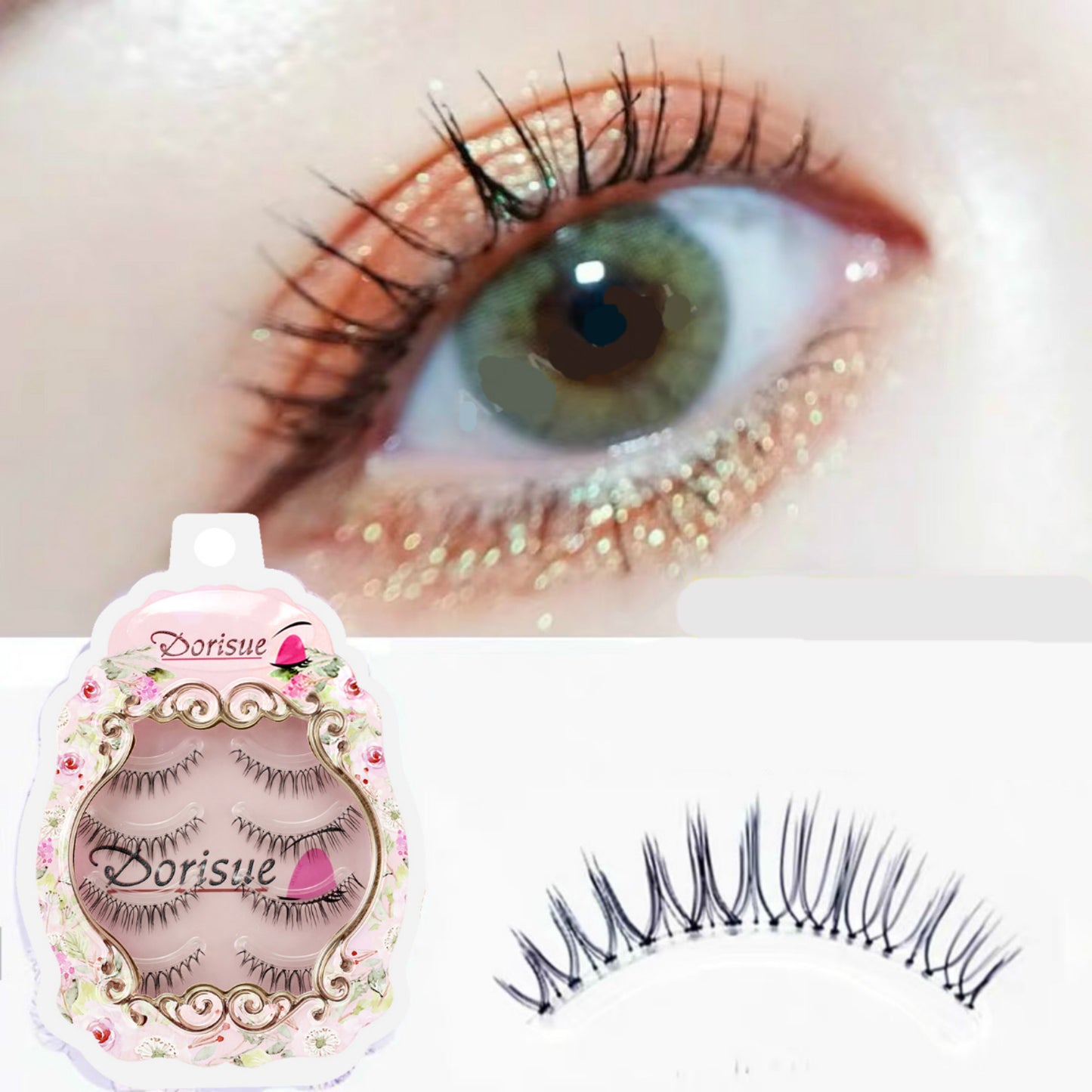 Dorisue Fake eyelashes Natural eyelashes Look Real 3D Light Weight Short natural eyelashes wispies False Eyelashes Short Handmade lashes Hight Quality face eyelashes Pack of 4 eyelashes pack E3