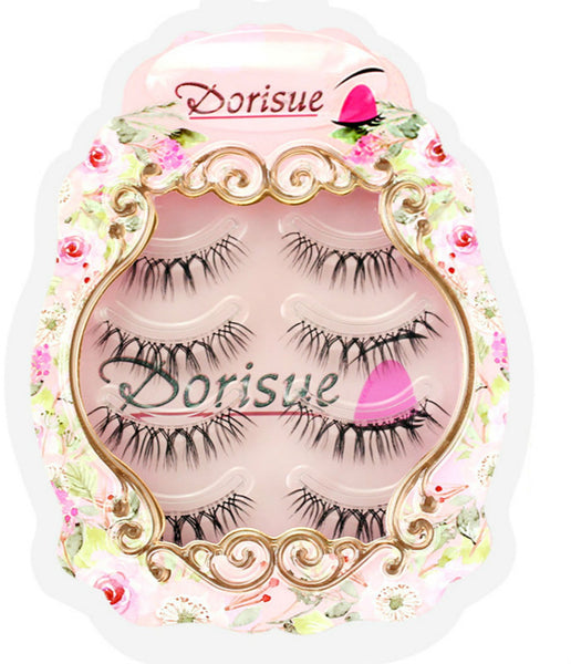 Dorisue V Shape Wispy lash Natural Short false eyelashes 3D Light Weight 4 eyelashes pack E6