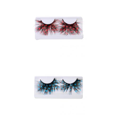 Dorisue Black WIth Blue Peacock Feather Lashes Extra extension Halloween Sexy Blue Feather Tip False Eyelashes Dance Halloween Colorful Costume p15