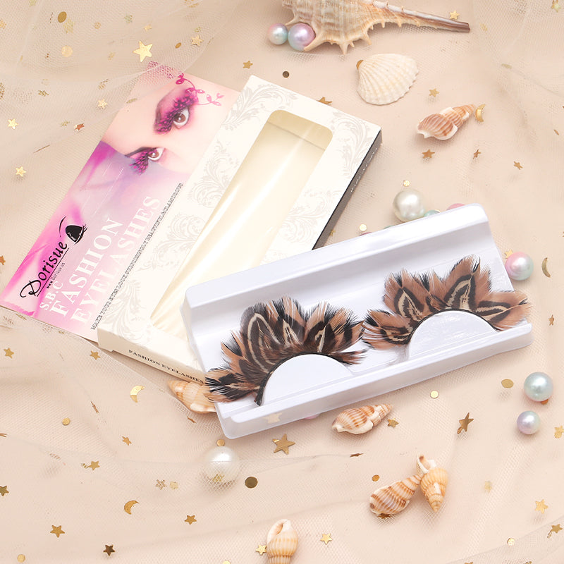 3D Sexy Tiger P6 Print Fake Eyelashes Handmade Feather Eyelash theatre show Dance Costume Halloween