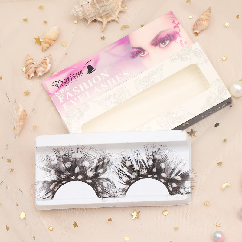 Dorisue Party Feather Eyelashes Fright Night Sexy leopard print Tiger Fake Eyelashes Party Cosplay Costume Feather False Eye Lashes dramatic design P5