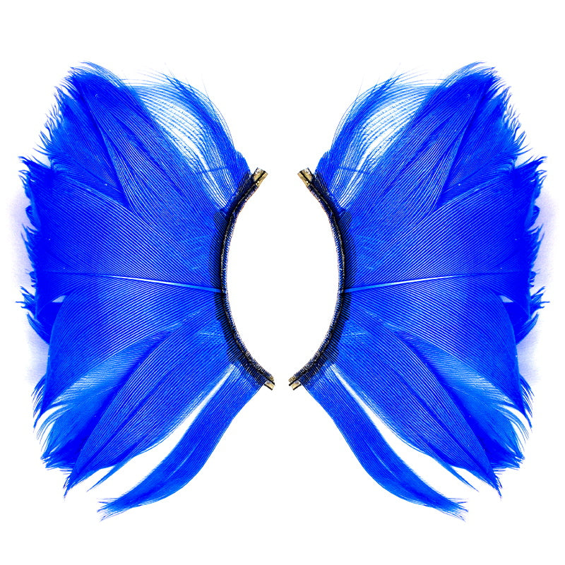 Dorisue Halloween Blue Eyelashes Long and Thick Exaggerated Feather eyelashes False Eyelashes Extension for Women Girls Cosplay Fancy Ball Halloween (Blue)
