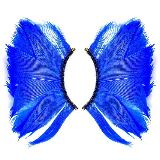 Dorisue Halloween Blue Eyelashes Long and Thick Exaggerated Feather eyelashes False Eyelashes Extension for Women Girls Cosplay Fancy Ball Halloween (Blue)
