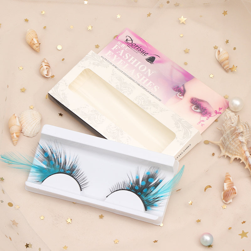 P12 Sexy Blue Point Peacock Prints Volume Feather eyelashes Extra extension false eye Makeup