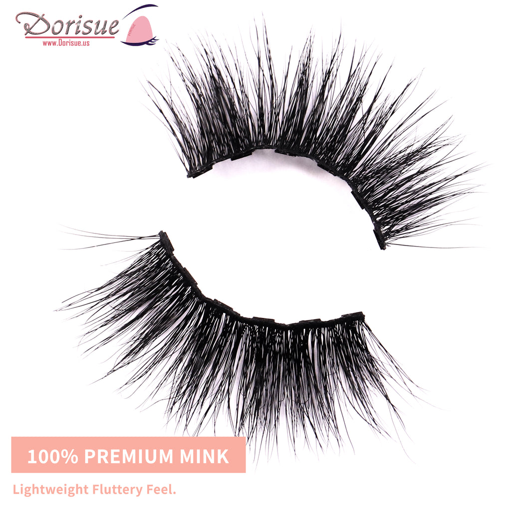Dorisue Magnetic Eyelashes Lush Long & Round Sexy lashes 20mm 100% premium mink Reusable 40+ Flare shape Hight Quality magnetic lashes L2