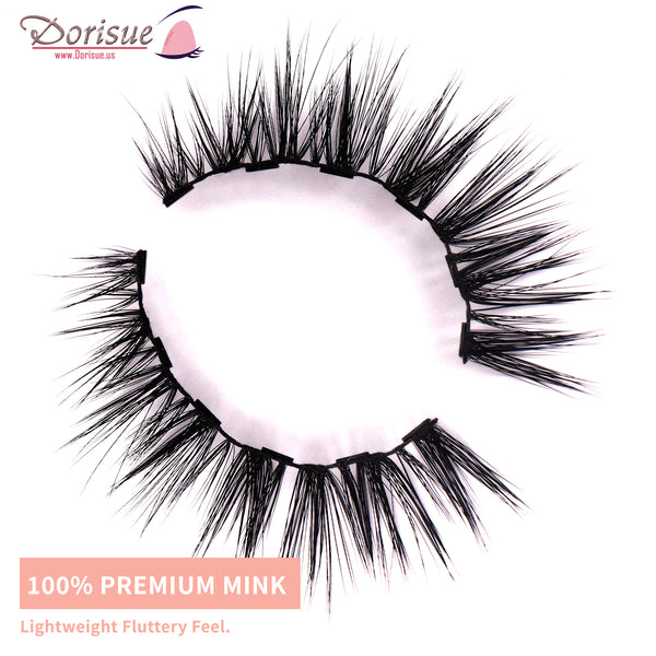 Dorisue Magnetic Wispy Eyelashes Cat Eye Mink Lashes with A Wide Awake Look Reusable 40+ Flare shape Hight Quality magnetic lashes