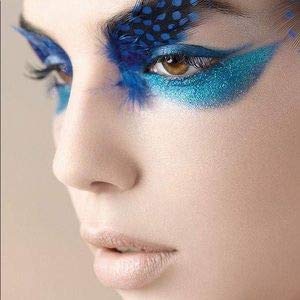Dorisue Halloween eyelashes Double Lip Black with Blue Big Extra Long Feather eyelashes Long and Thick Exaggerated False Eyelashes Extension for Women Girls Cosplay Fancy Ball Halloween (Blue) P23