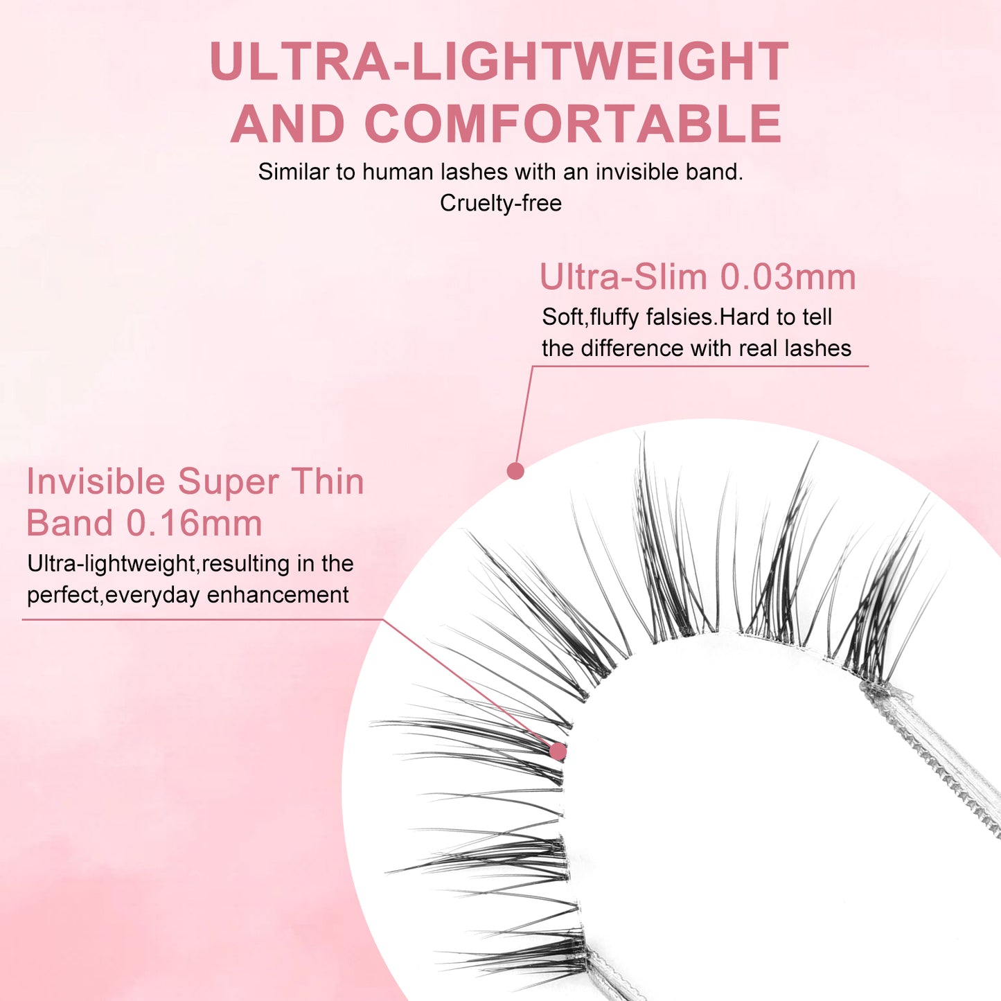 Wide eyed finish false eyelashes flexible soft band lightweight eyelashes 3 pairs short eyelashes Q2