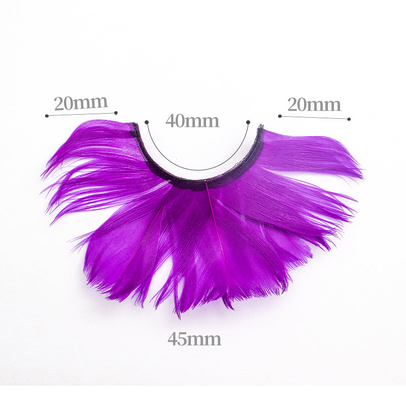 Dorisue Feathered EyelashesLight Purple for Christmas Party Cosplay Costume Dramatic Feather False Eyelashes Long Party Use 3D Fake Eye Lashes Handmade