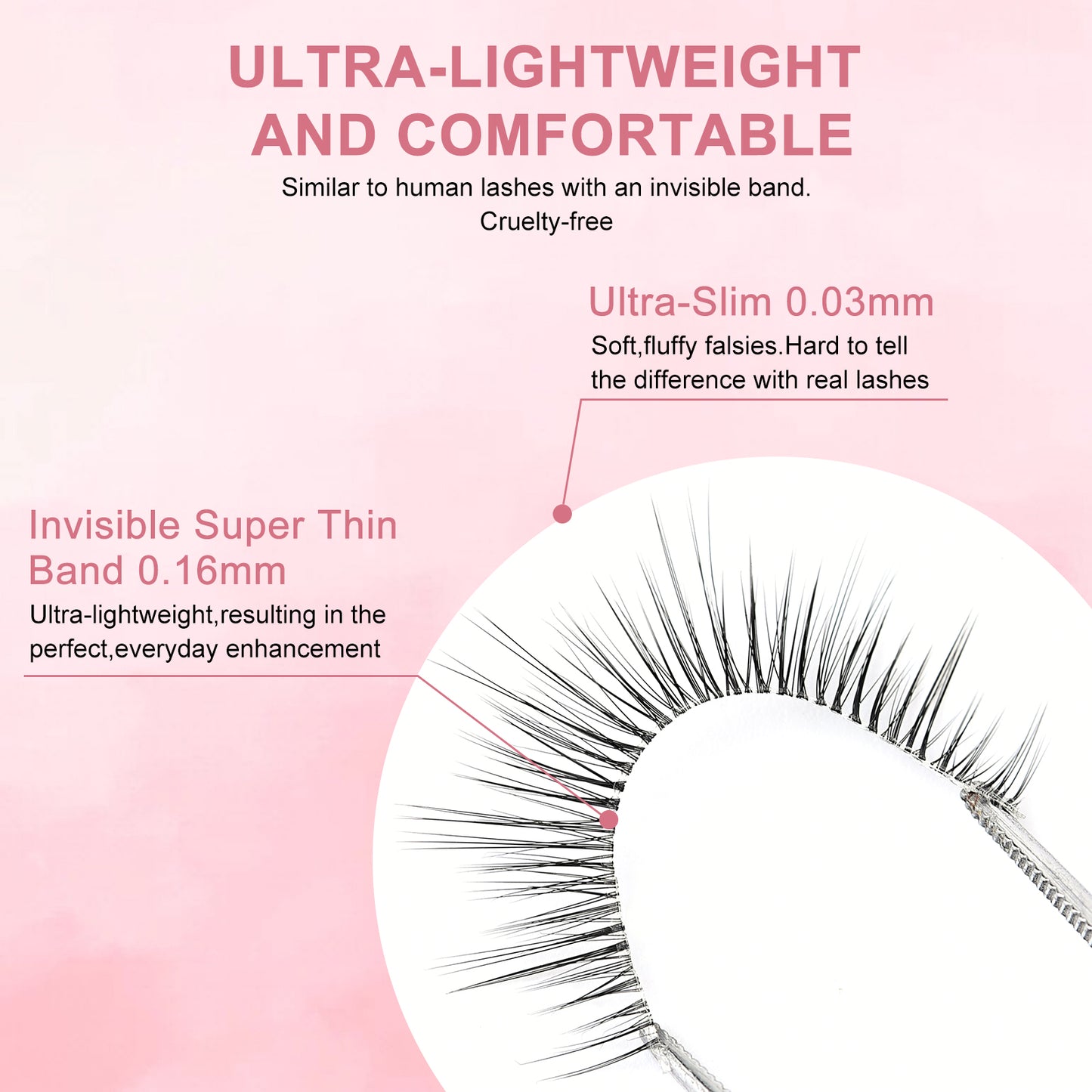 Fluttery natural eyelashes Round shape medium volume 3 pairs short eyelashes Q1