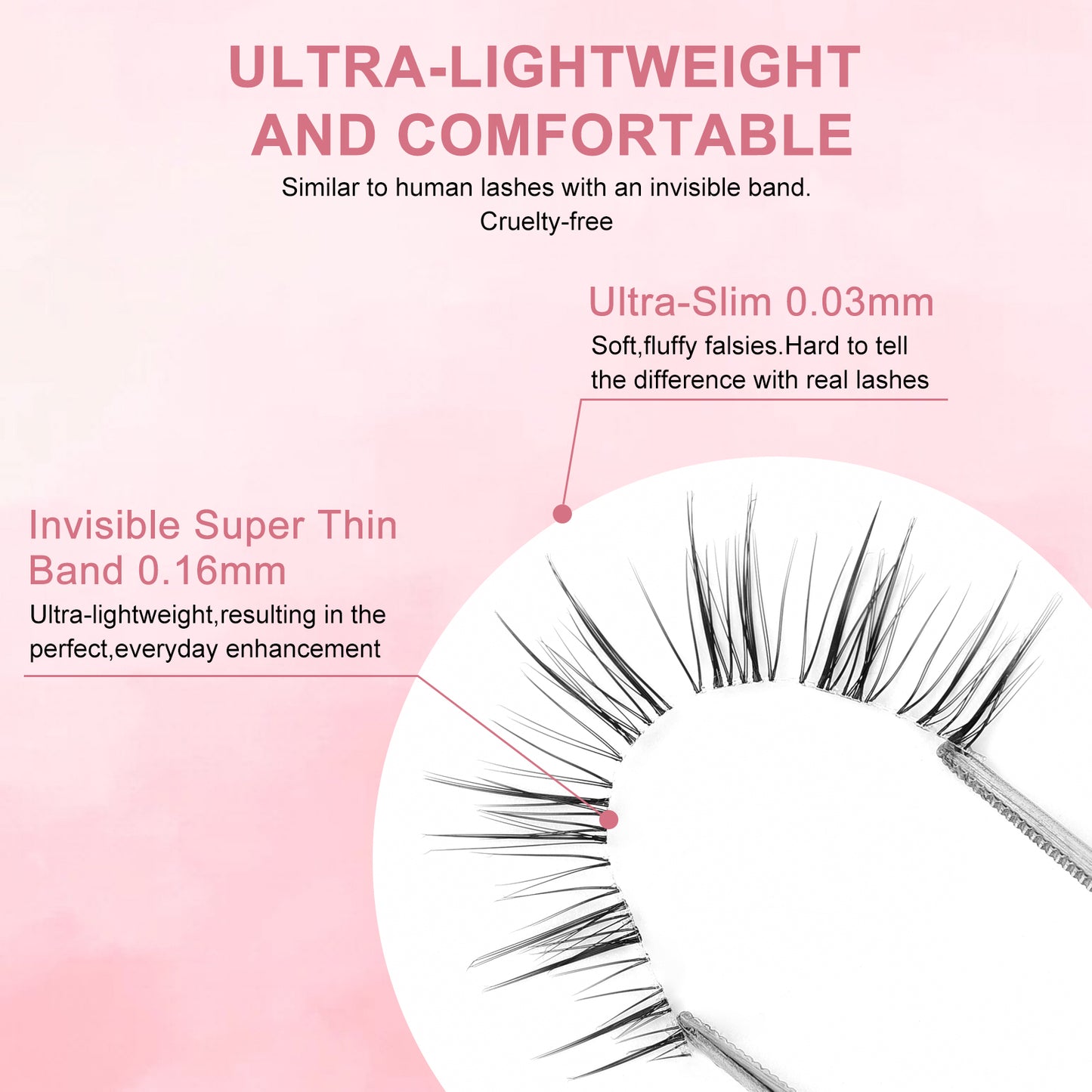 Ultra natural eyelashes soft wispy layers light gradual length and volume 3 pairs wispy lashes Q4