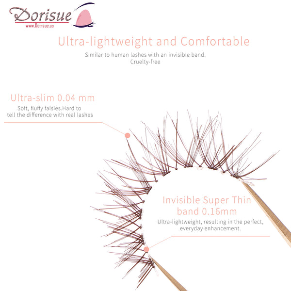 Dorisue Wispy eyelashes Brown lashes Natural looking false eyelashes Lightweight Reuseable 5 Pair Set X4