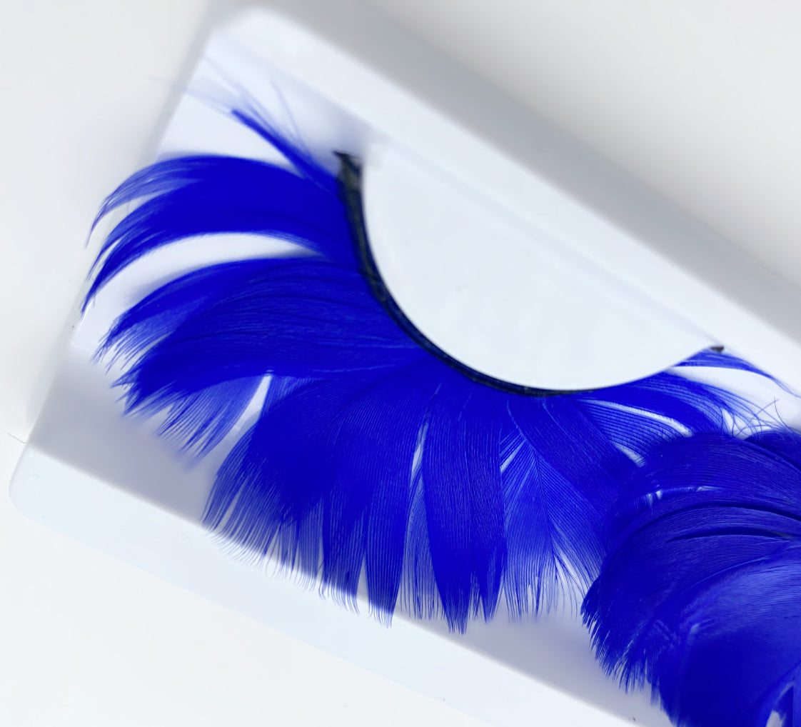 Dorisue Halloween Blue Eyelashes Long and Thick Exaggerated Feather eyelashes False Eyelashes Extension for Women Girls Cosplay Fancy Ball Halloween (Blue)
